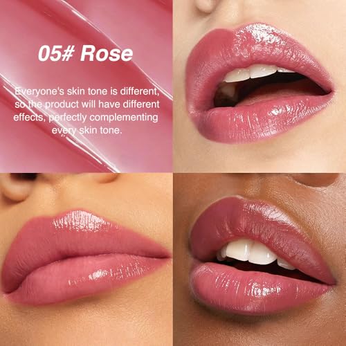 Image of evpct Rose Honey Lipstick Moisturizing Tinted Lip Balm for Older Women | Hydrating Formula Tinted Lip Oil Stick, Sheer Lightweight Softening, Shine Glowy Lipgloss Lips Color Tint Stain, Cruelty-Free