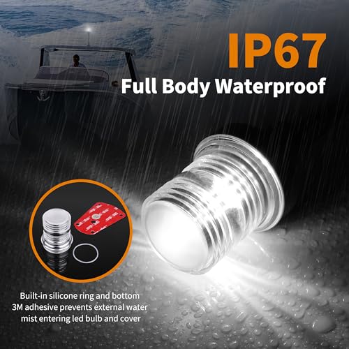 RVZONE Stern Lights for Boats, 12 inch 180° Fold Down Anchor Light IP67 Navigation Lights 360° White LED Boat Lights for Pontoon, Bimini Top, Yacht (Gray) by RVZONE - Image 2