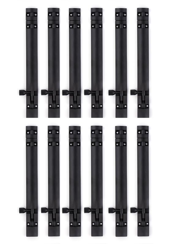 Image of Premium Heavy Aluminium 8 Inch Tower Bolt | Door Stopper | Door Lock Latch for Home, Office Doors,Main Doors,Windows | kundi | chitakni | Chitkini(Black Finish)(Pack of 12)