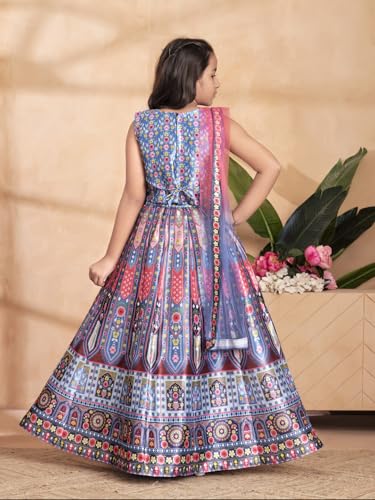 Image of Aarika Girls Ethnic Wear Teal Blue Colour Floral Print /Embellished Lehenga Choli Set With Dupatta