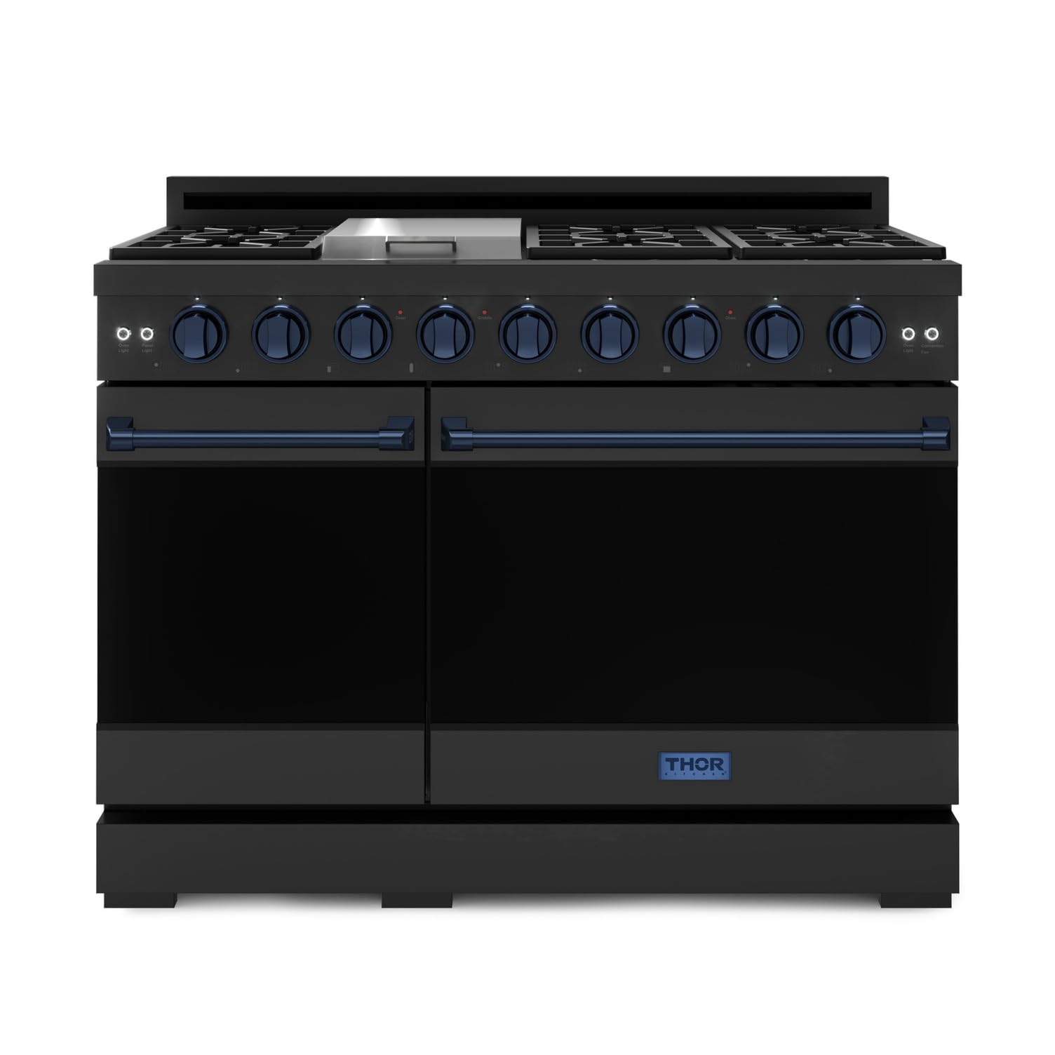 Gordon Ramsay by THOR Kitchen 48 Inch Professional Gas Range with Double Oven in Black/Navy Blue