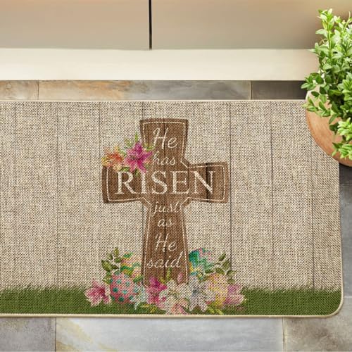 Gagechappyeasterdoormatcrosseggflowersrugfarmhousekitchendecorationforfloorfrontmatindooroutdoorhomedecor17x27inch Urban Country Home Decor Gagec happy easter door mat cross egg flowers rug farmhouse kitchen decoration for floor front mat indoor outdoor home decor 17 x 27 inch urban country home decor
