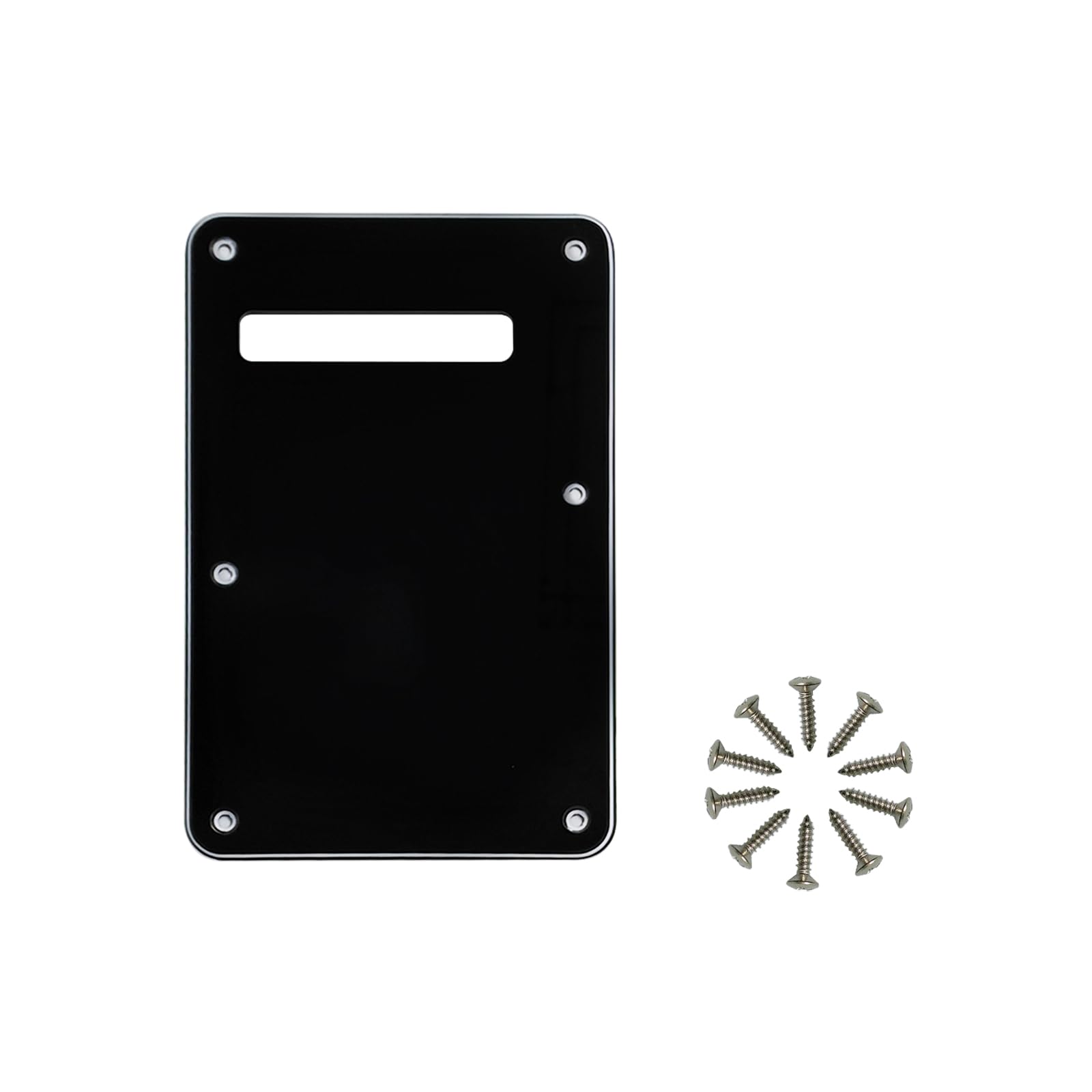 6-Hole Strat Backplate Cavity Cover for Fender Guitar, Black 3Ply