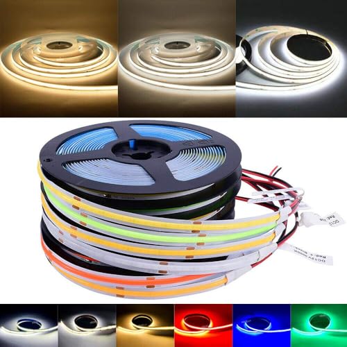 Image of 384Led /m 16.4ft COB Flexible LED Strip Light DC12V /24V Bendable Tape (12V, Blue)