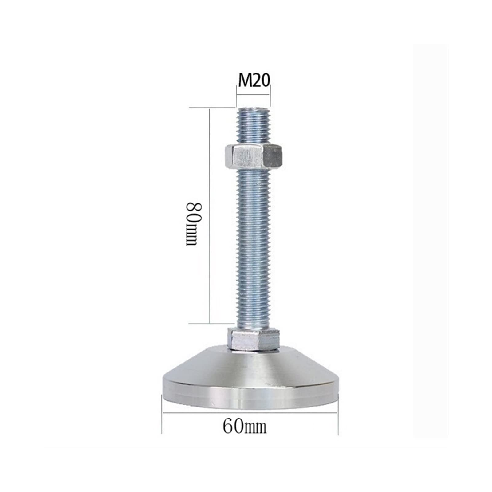 Piedini A Vite Di Livellamento, Livellatore A Pedale Regolabile Da 3,15" In Acciaio Al Carbonio For Impieghi Gravosi Nichelato For Macchinari For Mobili, 4 Pezzi (Size : D80*M20*L50mm)