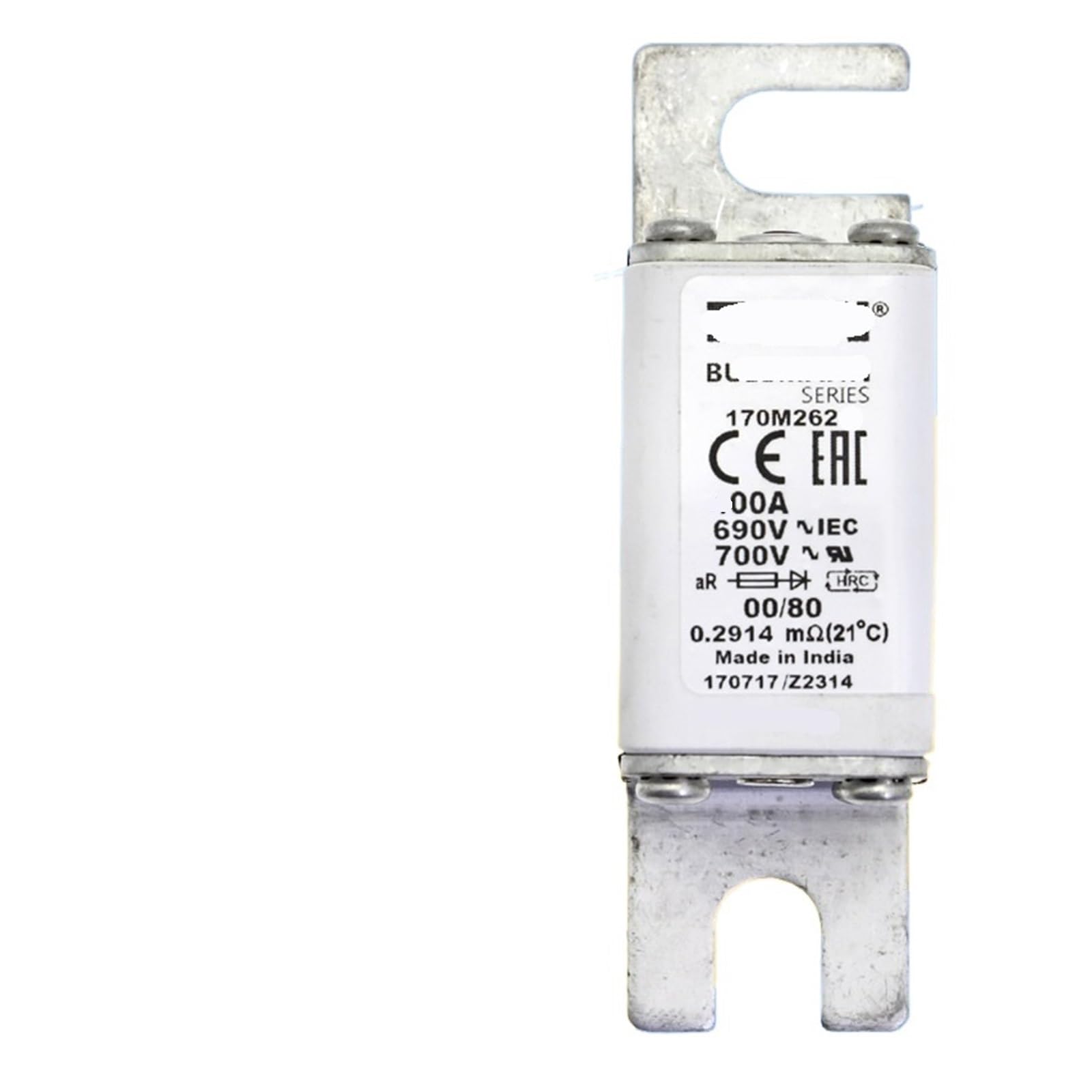 Fusible 170M2612 pour protection industrielle de calibre 100A