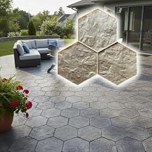 Castle Stone Hexagonal Stamped Concrete Mats 37" x 35.5" Made in USA Professional Flexible Concrete Stamp for Patios, Walkways & Driveways SM 1933/F