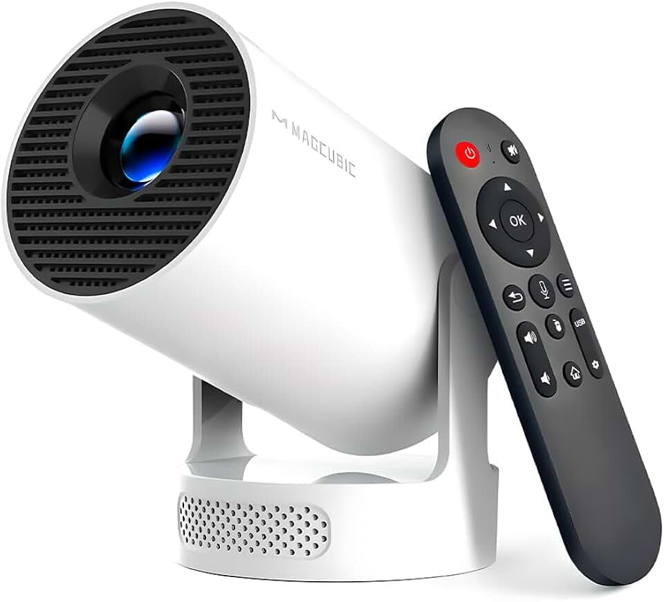 Projetor HY300 Pro+ Portátil 4K 8000 Lúmens 720P Nativo Android 14 - Alto-falante 5W WiFi 6 e Bluetooth 5.4 Para Home Theater e Uso Externo