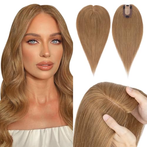 Hairro Human Hair Toppers for Women 18 Inch Blondish Brown