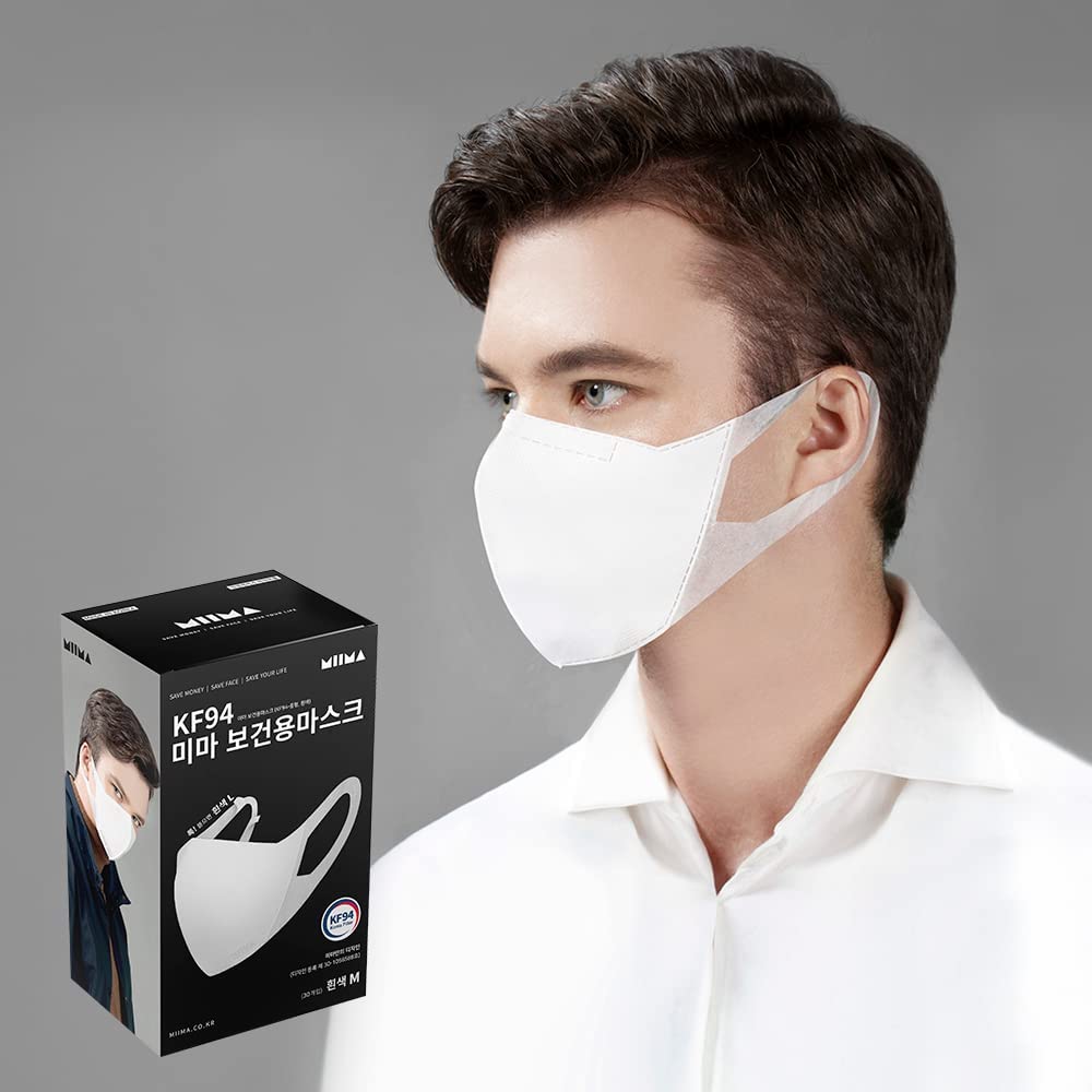 MALPURWALA مالبوروالا[30 pcs] MIIMA MASK : Individually packaged disposable KF94 Masks [MADE IN KOREA] Premium Version of 3D Mask (White-M)