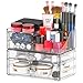 SUOXING Clear Acrylic Makeup Organizer for Vanity,Bathroom,Dresser,4 Drawer Make up Organizers for Counter,Plastic Countertop Makeup Storage for Beauty,Hair Accessory,Brush,Cosmetic,Skincare Organizer