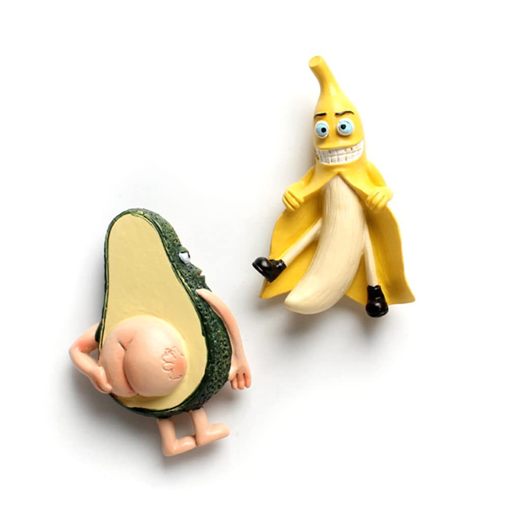 Funny Banana and Avocado Magnets, Cute Fruit Magnets for