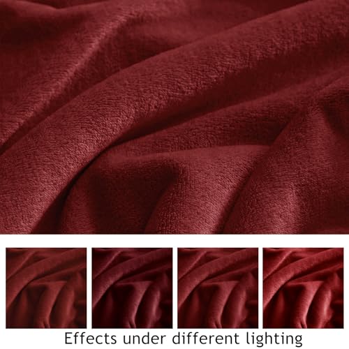 KMUSET Fleece Blanket Burgundy Lightweight Super Soft Cozy Fuzzy Bed Blankets Microfiber Factory Shop
