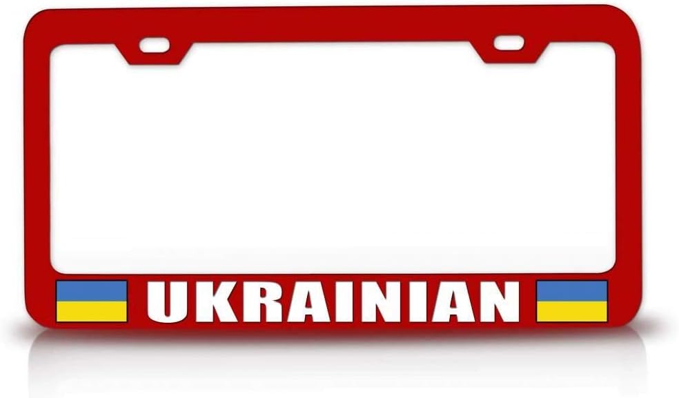 Ukrainian Flag Metal Car SUV Truck License Plate Frame Red s10