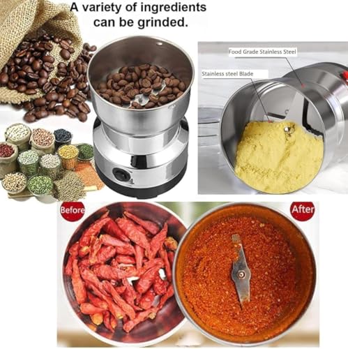 Image of Multifunctional Stainless Steel Grinder Coffee Bean Grinder, Dry Masala Mixer Grinder & Spice Smash Machine for Home Use | Powerful Household Mixer & Coffee Maker
