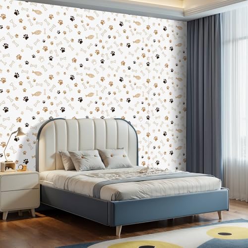JCFANGALLERY Peel and Stick Wallpaper Wall Decor Contact Paper Removable 17.7"x118.1" Wall Paper Cute Paw Prints Bones Warm Earth Tones for Classroom Bedroom Desk Cabinets Drawers Kitchen by JCFANGALLERY - Image 7