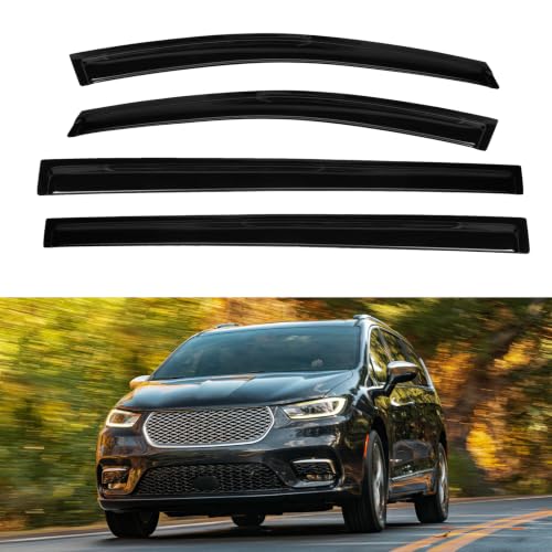 Image of Pacifica Rain Guards - Window Visors for Chrysler Pacifica 2017-2026, Out-Channel Side Window Rain Guards for Pacifica Accessories, 4PCS, Black, Car Accessories