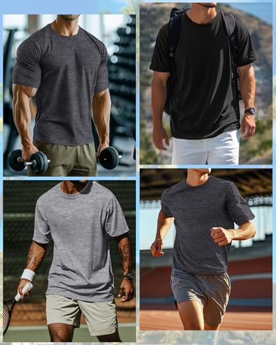 Riyiper 3 Pack Men's Big and Tall Shirts Half Sleeve Cotton Tee Crew Neck Elbow Length Top Casual Loose Fit T Shirts4