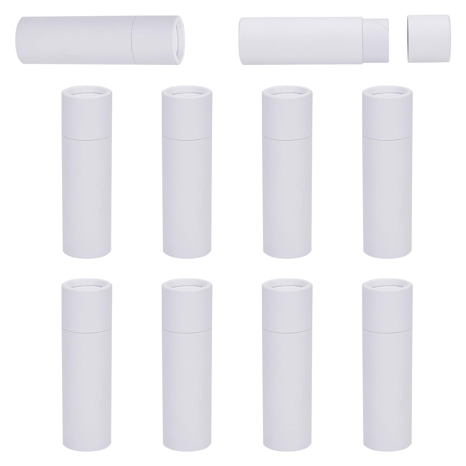 NICENEEDED 10 Pcs Paperboard Lip Balm Tubes, 0.6 Oz Kraft Paper Lipstick Tube, Cardboard Empty Deodorant Container Solid Perfume Tube Cosmetic Box for DIY Chapstick Deodorant Crayon