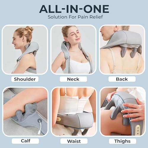 Image of Robustt Neck and Back Massager with Heating Mode, Massager for Body Aches and Pains Relief, Electric Wearable 6D Cervical Neck Massage Machine for Deep Tissue Neck, Back, Waist and Legs - Grey