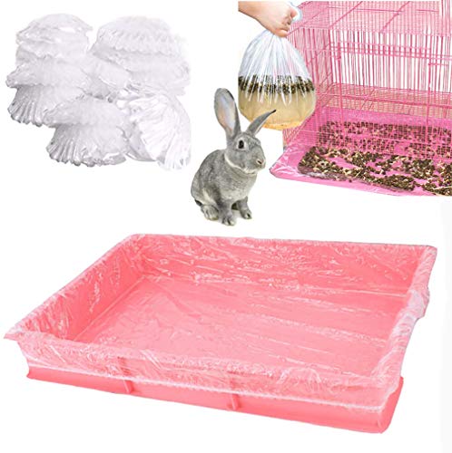 50 Pcs Disposable Rabbit Cage Liner,27.5X19.7 in Clear Plastic Liner for Parrots Rabbits Guinea PigsHamster Bunny Pet Cage Tray Plastic Filmy Cover, Pet Cage Mat to Replace Diaper- Universal Size