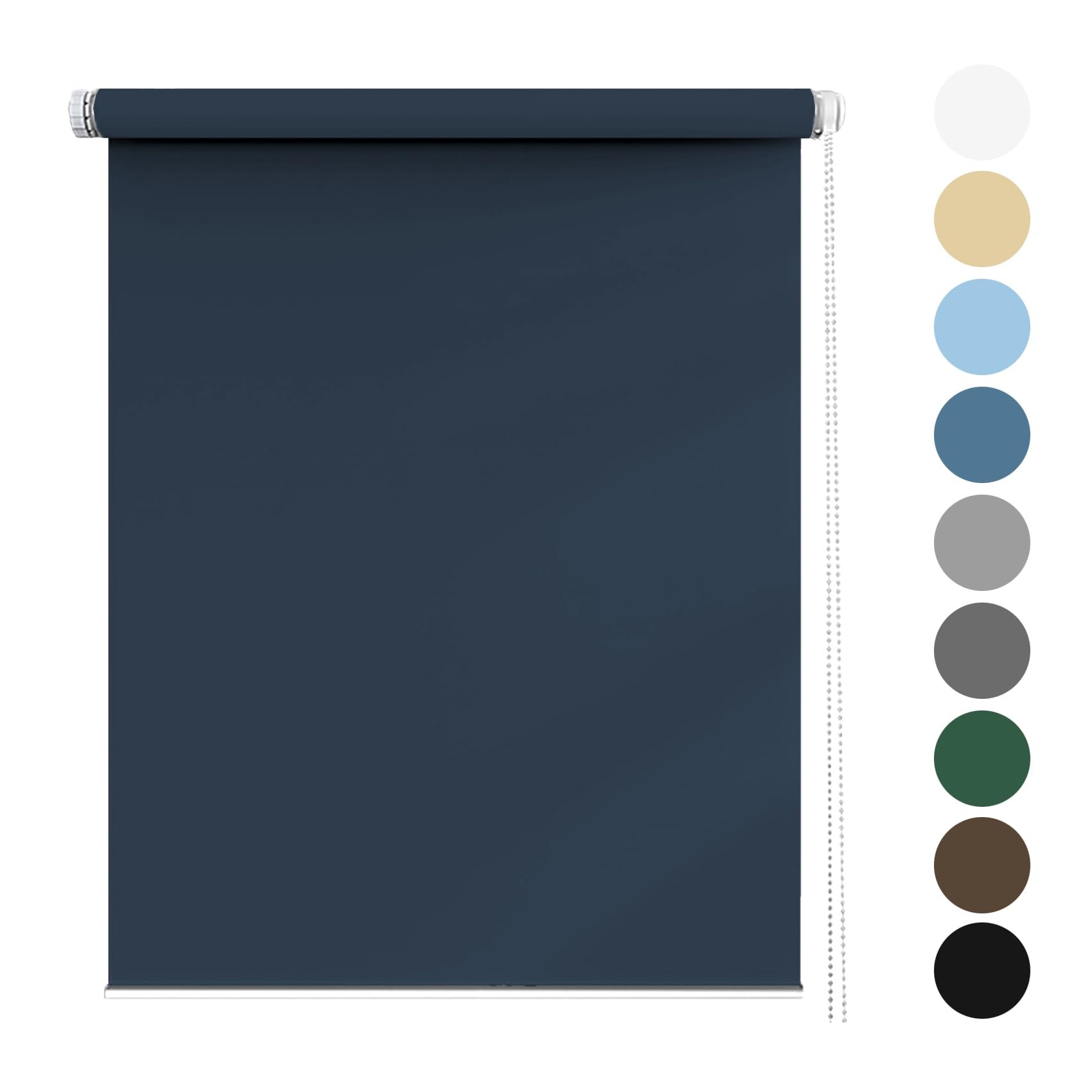 No Drill Blinds Curtains 40 x 180 cm, UV Protection privacy protection Trimmable Roller Blind, with Aluminium Rail, for Window and Door, Navy Blue — image 1