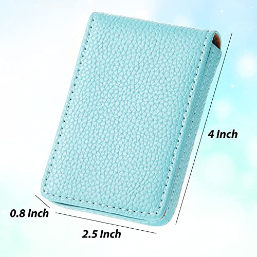 Image of Outus 2 Pcs Business Card Holder, PU Leather Business Card Case Pocket Wallet with Magnetic Shut for Men Women(Pink and Green,Classic)
