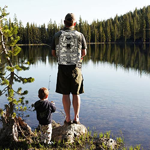 Moishow Fishing Tackle Backpack Storage Bag, Ultralight Water-Resistant Outdoor Shoulder Backpack Camo Fishing Tackle Box Bag With Rod Holder [14.9 X 9.4 X 5.1 Inch] #TOP1