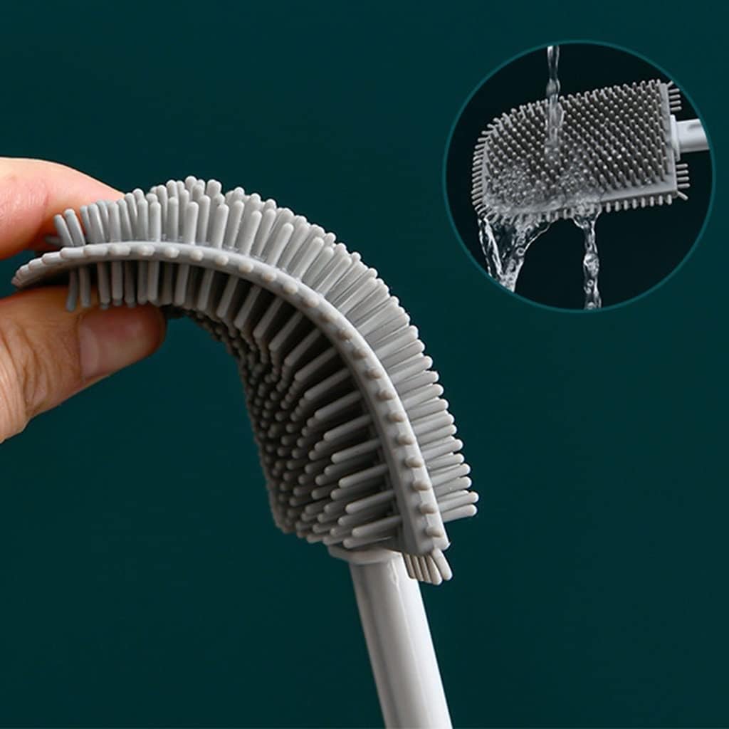 Toilet Brush Holder Toilet Brush Holder Household Wall-mounted Toilet Cleaning Brush Bathroom Silicone Toilet Bowl Brush 360° No Dead End Toilet Brushs with Cover Set Toilet Brush Holders(Pink)