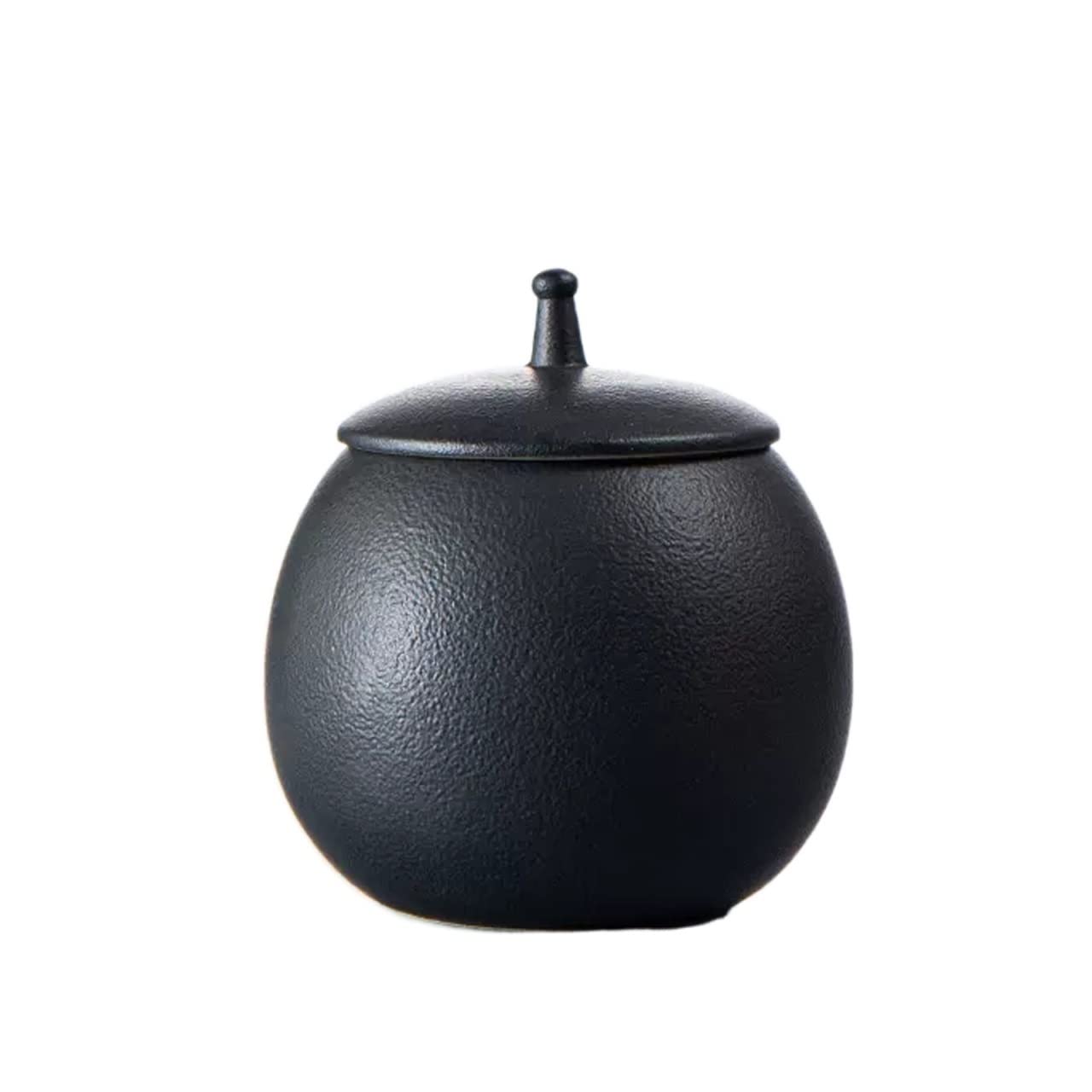 ZengL263NgS tea canister Mini Portable Porcelain Tea Canister for Loose, Matte ceramic Caddy with Sealed lid, 210 ML Kitchen Organisation(Black)