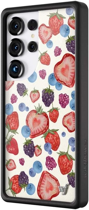Wildflower Cases - Compatible with Samsung Galaxy S25 Ultra | Protective Black Bumper, 6.5ft Drop Test Certified, Women Owned Small Business | Berries Aesthetic Classic Popular Trendy | Fruit Tart