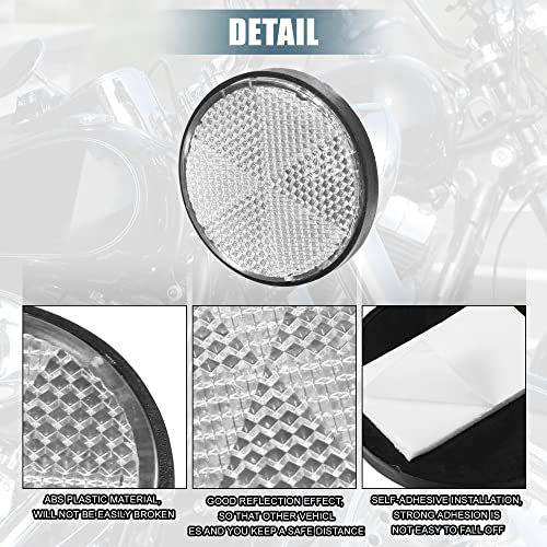 Image of X AUTOHAUX 8 Pcs Round Stick-on Safety Spoke Reflective Reflector White