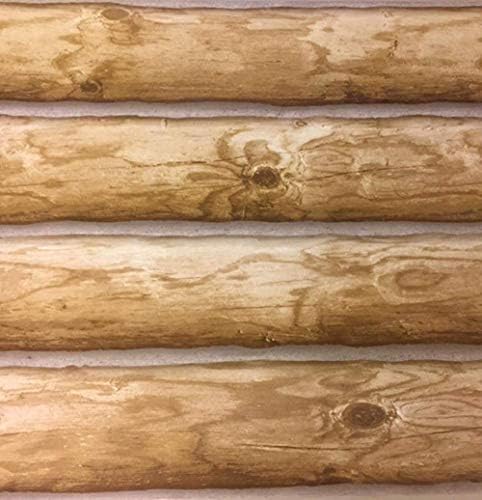 Log Cabin Wallpaper Prepasted Bolt 27" x 324" Light to Medium Brown ML-Wood, York Wallcoverings