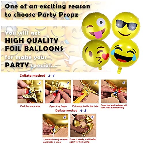 Image of Party Propz Smiley Birthday Theme Decoration- 46Pcs, Smiley Birthday Theme For Kids | Smiley Balloons for Birthday Decoration | Happy Birthday Banner(Cardstock) | Emoji Theme Birthday Decoration Kit