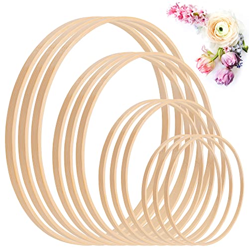 Anneaux de Couronne de Bambou 12 Pièces Cerceaux Floraux Macramé pour Bricolage Décoration de Couronne de Mariage & Fabrication Artisanat 4 Tailles (15 / 18 / 20 / 23 cm) Cover