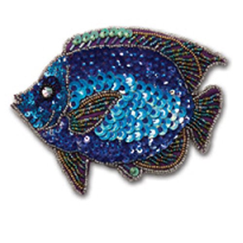 Pack Of 3 Sequined And Beaded Fish Coin Purse In Navy, Orange And Green #TOP1