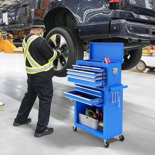 Image of 8-Drawer Rolling Tool Chest Tool Box,Removable Tool Storage Cabinet with 4 Wheels and Drawers,2 in 1 Portable Toolbox Organizer, Tool Chest with Lockable Drawer Gifts for Men, Blue