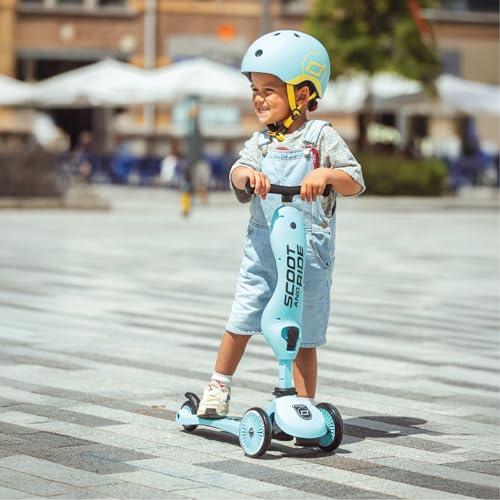 Image of Scoot & Ride Highwaykick 1, 2-in-1 Kids Scooter with Seat, Blueberry