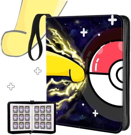 Trading Card Binder PU Leather 9-Pocket Cards Holder Album with Zipper Folder Album for Cards Book Fits 900 Cards Pouch 50 Removable Sleeves,Carrying Case Binder Album 001