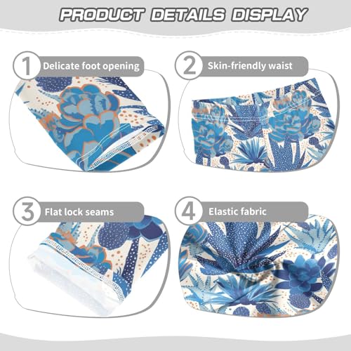 Succulents Cacti Colorful Dots Kids Girl's Active Leggings Stretchy High Waisted Workout Pants Running3