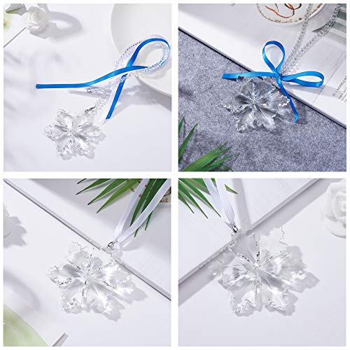 Image of Crystal Snowflake Car Rear View Mirror Pendant Lucky Car Hanging Ornament Car Charm Decorations, Transparent