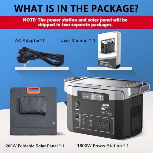 Solar Generator 1800W, 1536Wh Portable Power Station with 200W Solar Panel Included, Solar Powered Generator LiFePO4 (LFP) Battery for RV Camping Outdoor Home Emergency Backup, 2 Hours Fast Charging - Image 8