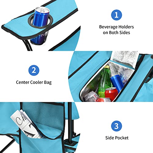 Lot De 2 Chaises Camping Surdimensionnées LET'S CAMP – 200 Kg – Porte-gobelets Et Sac Isotherme Inclus