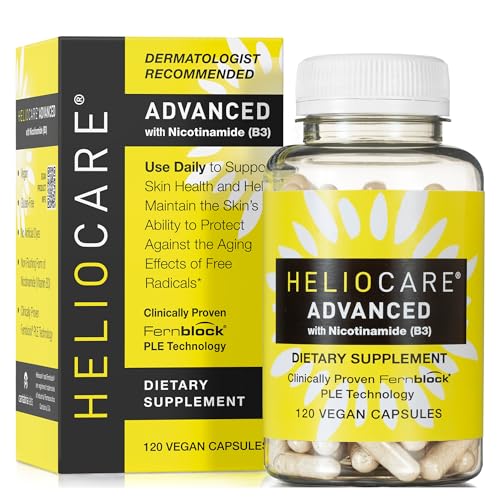 Heliocare Advanced Niacin B3 Supplement: Fernblock PLE Extract 240mg Per Serving - Supports Skin Cell Health W/Antioxidant Rich Vitamin B3 Niacin 500 mg - 120 Vegan Capsules