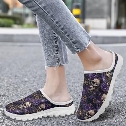 FOR U DESIGNS Halloween Womens Slip on Mules Breathable Mesh Flats Lightweight Non Slip Walking Shoes for Gym Sports Casual4