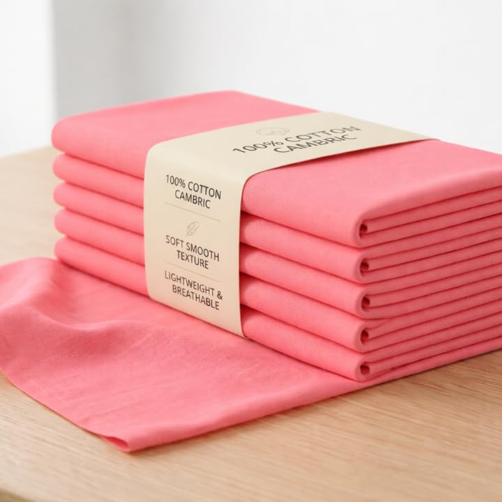 Image of Soimoi Pink Solid 60 * 60's Cotton Cambric Fabric by 2 Yards, 56 Inch Wide Light Weight Material Suitable for Kurtis, Blouses, Kids Clothing, Tunics, Dresses and Summer Apparel