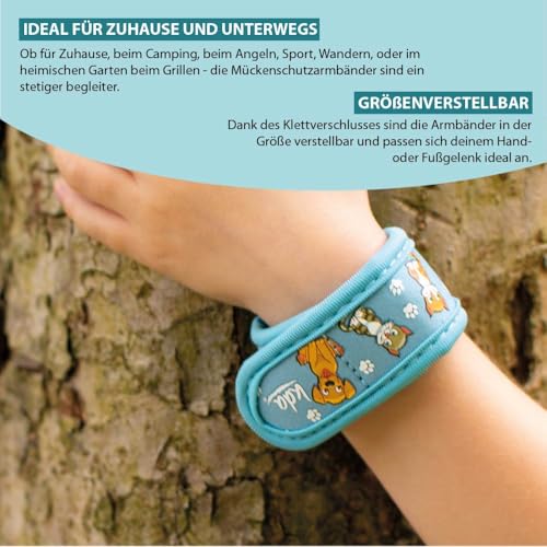 kda Mückenschutzarmbänder für Kinder - Sicherer Mückenschutz - Baustelle & Hund/Katze Design - Nylon (Hund & Katze) Mücke Camping Garten Urlaub Schultüte