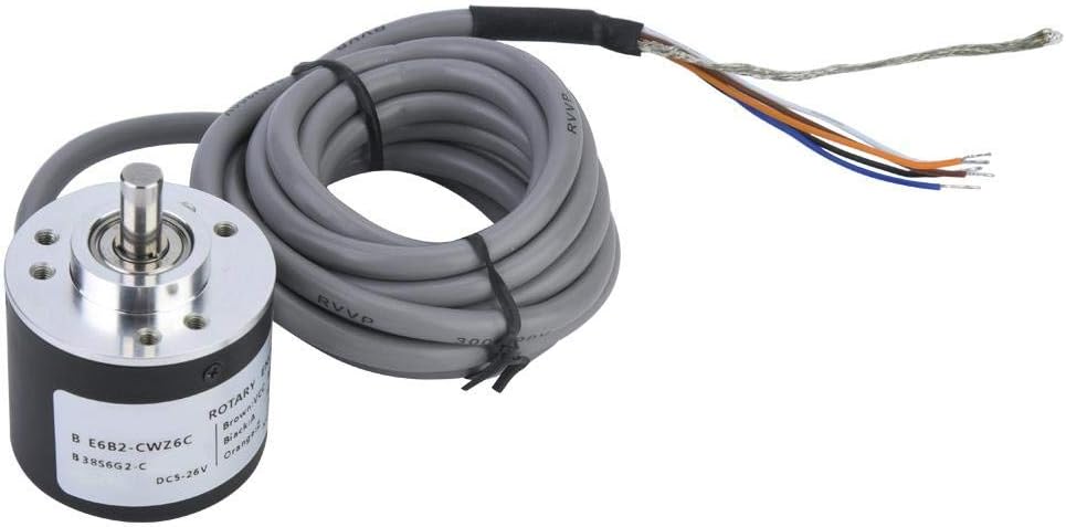 Incremental Rotary Encoder 5-26V DC 38mm Diameter NPN Open Collector ABZ 3 Phase General Purpose Encoder with 6mm Shaft 2 Meter Cable 600P/R