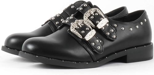 DAMEROSE Mocassini Donna Colore Nero con Borchie E Fibbie Vintage R810 (36)  : Amazon.it: Scarpe e borse