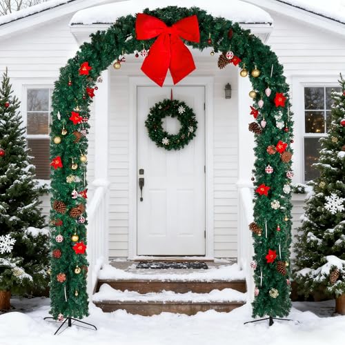 Karl home Christmas Artificial Tree Arch Holiday Parties Family Baby Weddings Festival Home Decor Garden Accessories Durable Reusable Flower Holiday Decorations Archway Stand Porch